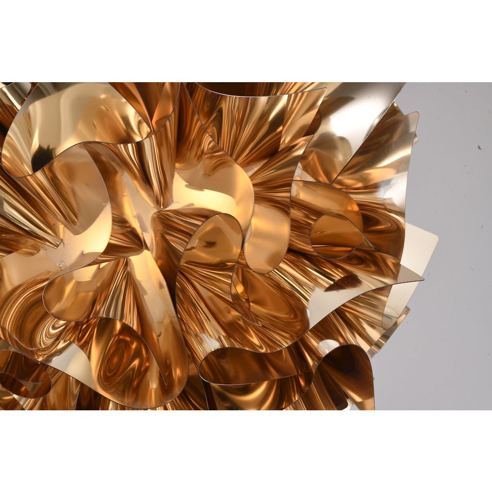 1-Light Shiny Gold Acrylic Chandelier With White Hardware