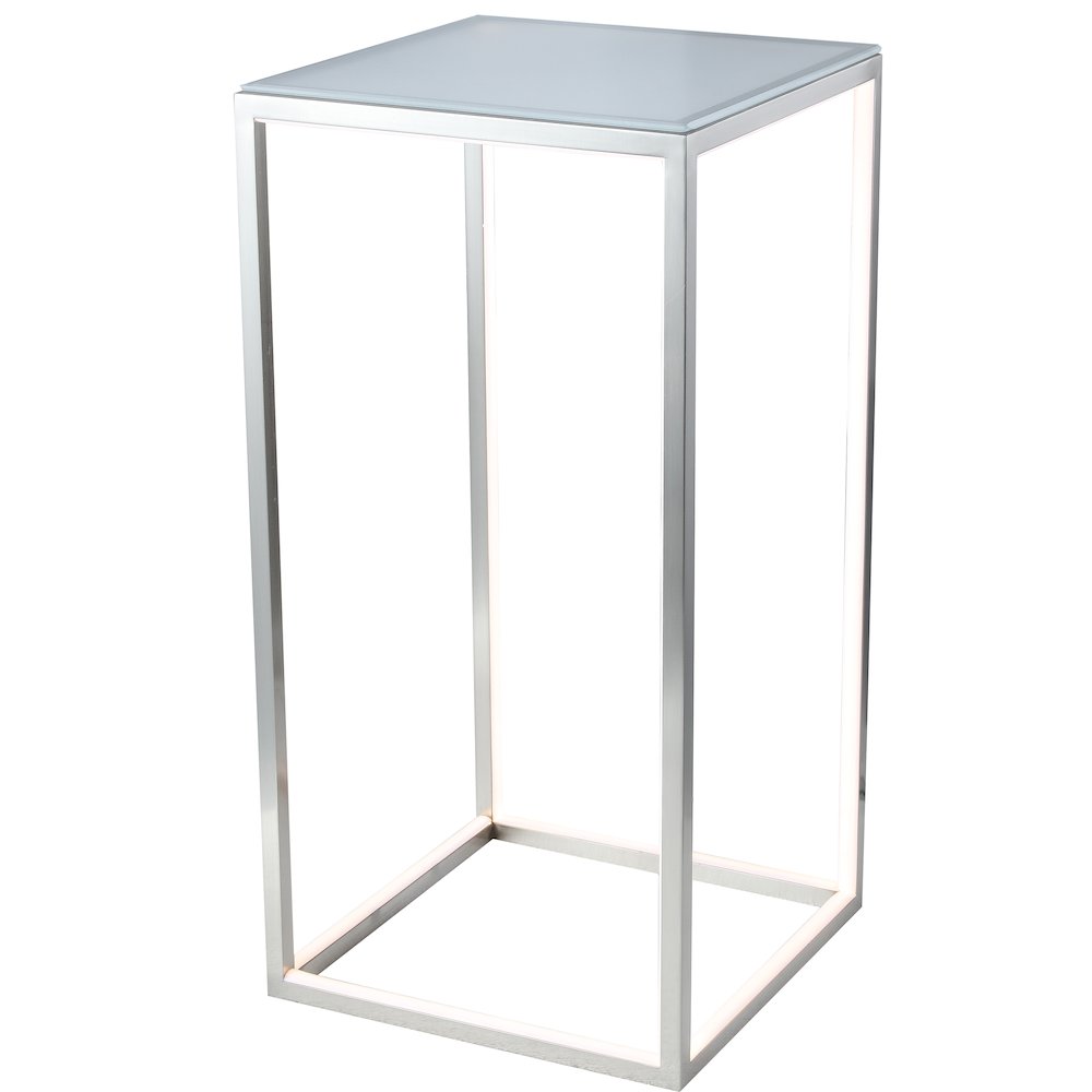 12-Light Nickel Aluminum LED Side Table With A Frosted Glass Top