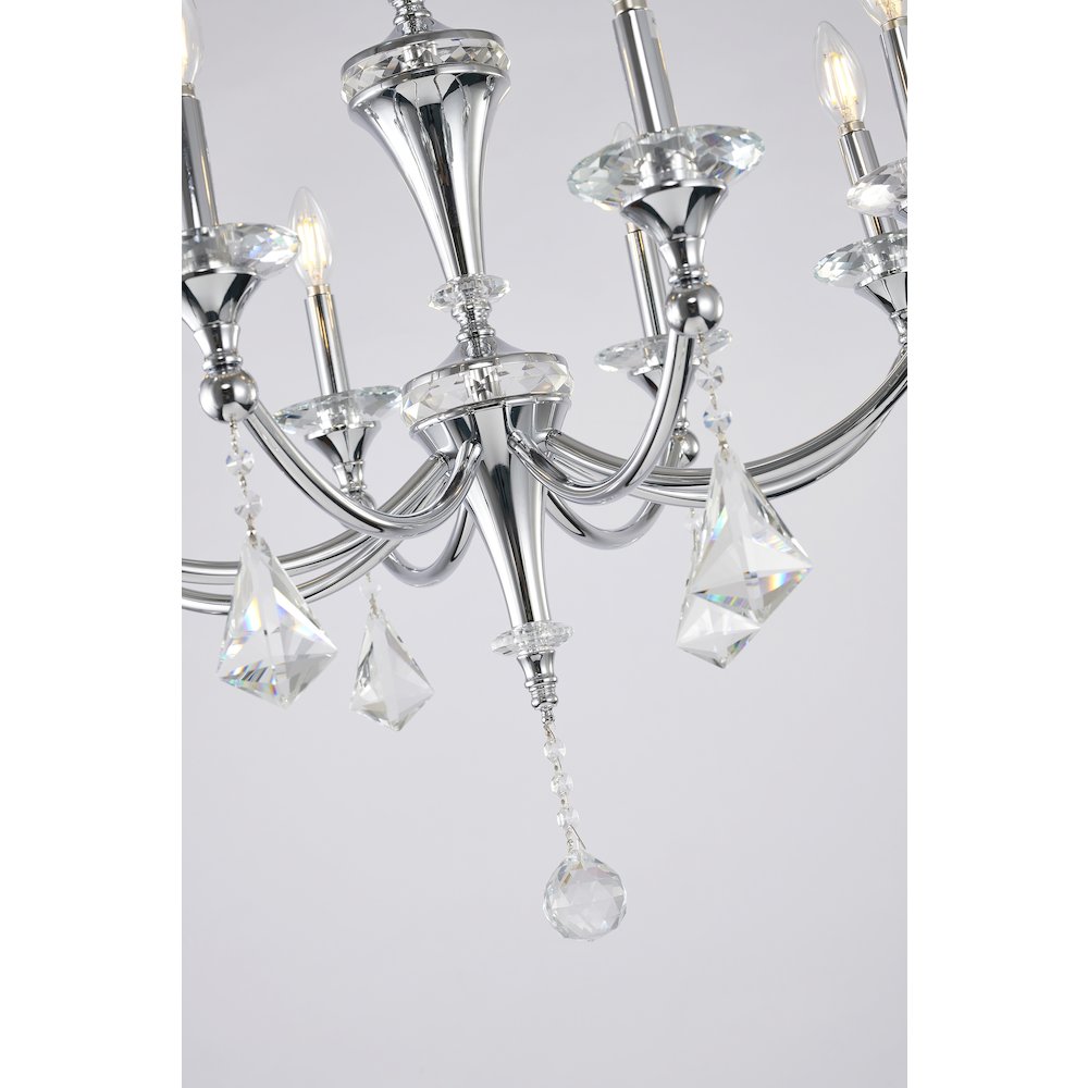 8-Light Chrome Chandelier With Clear And Champagne Crystals