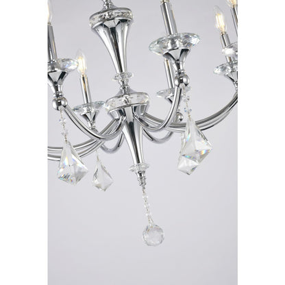 8-Light Chrome Chandelier With Clear And Champagne Crystals