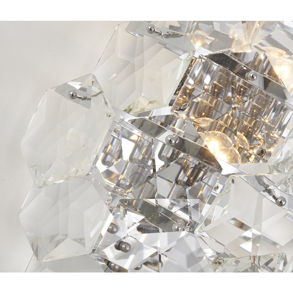 3-Light Chrome Wall Sconce With Clear Crystals