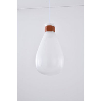 1-Light White Frosted Glass Pendant With A Leather Band