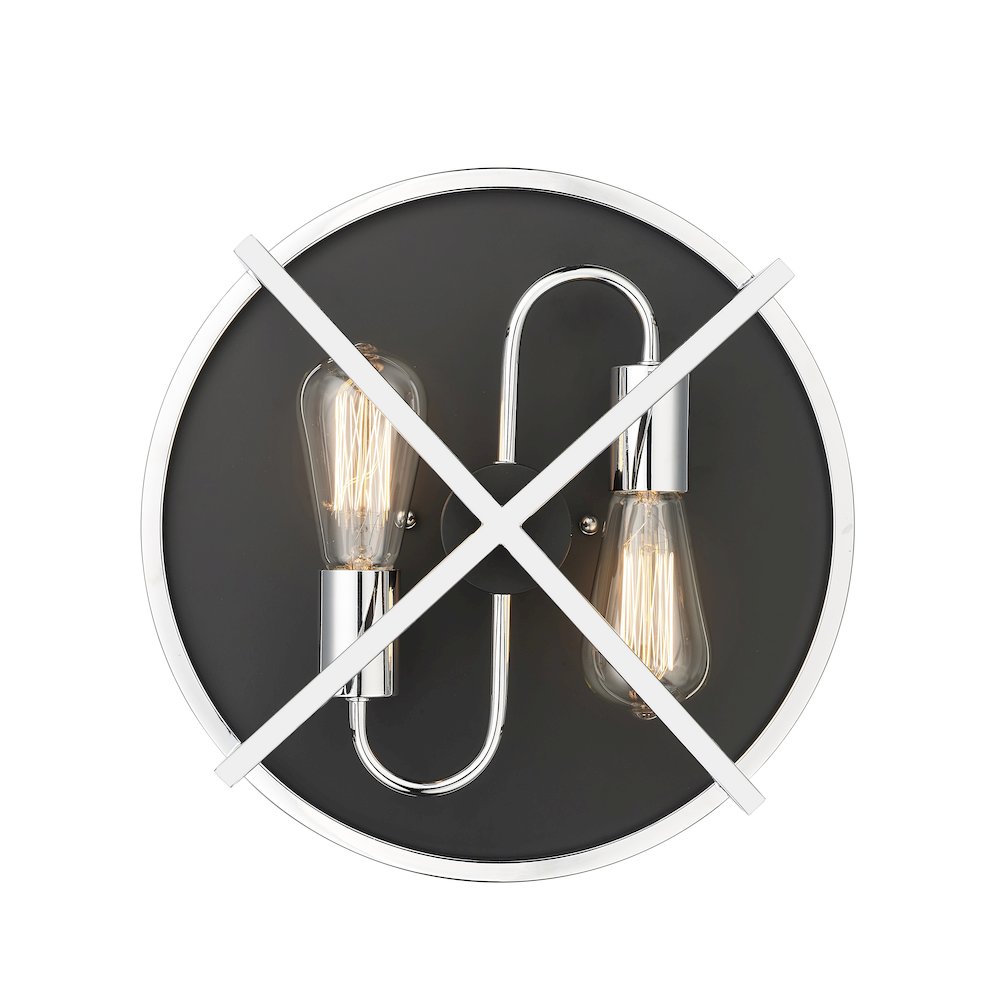 2-Light Black And Chrome Cage Flush Mount