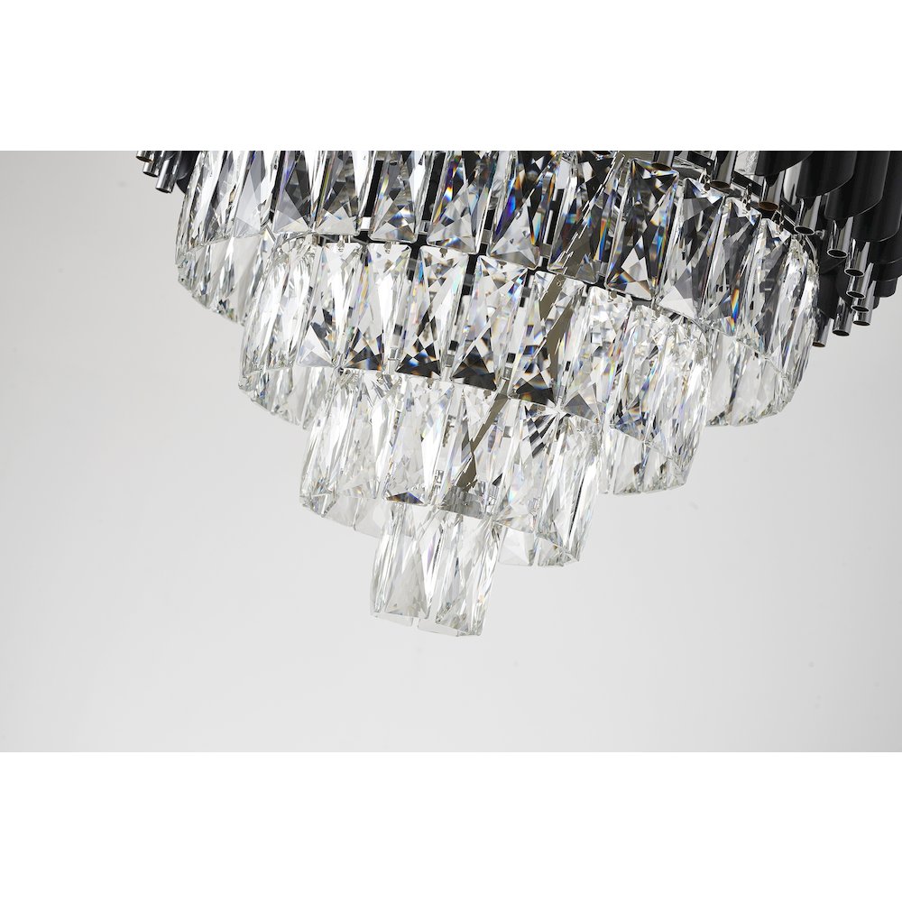 8-Light Chrome And Black Chandelier With Clear Crystals