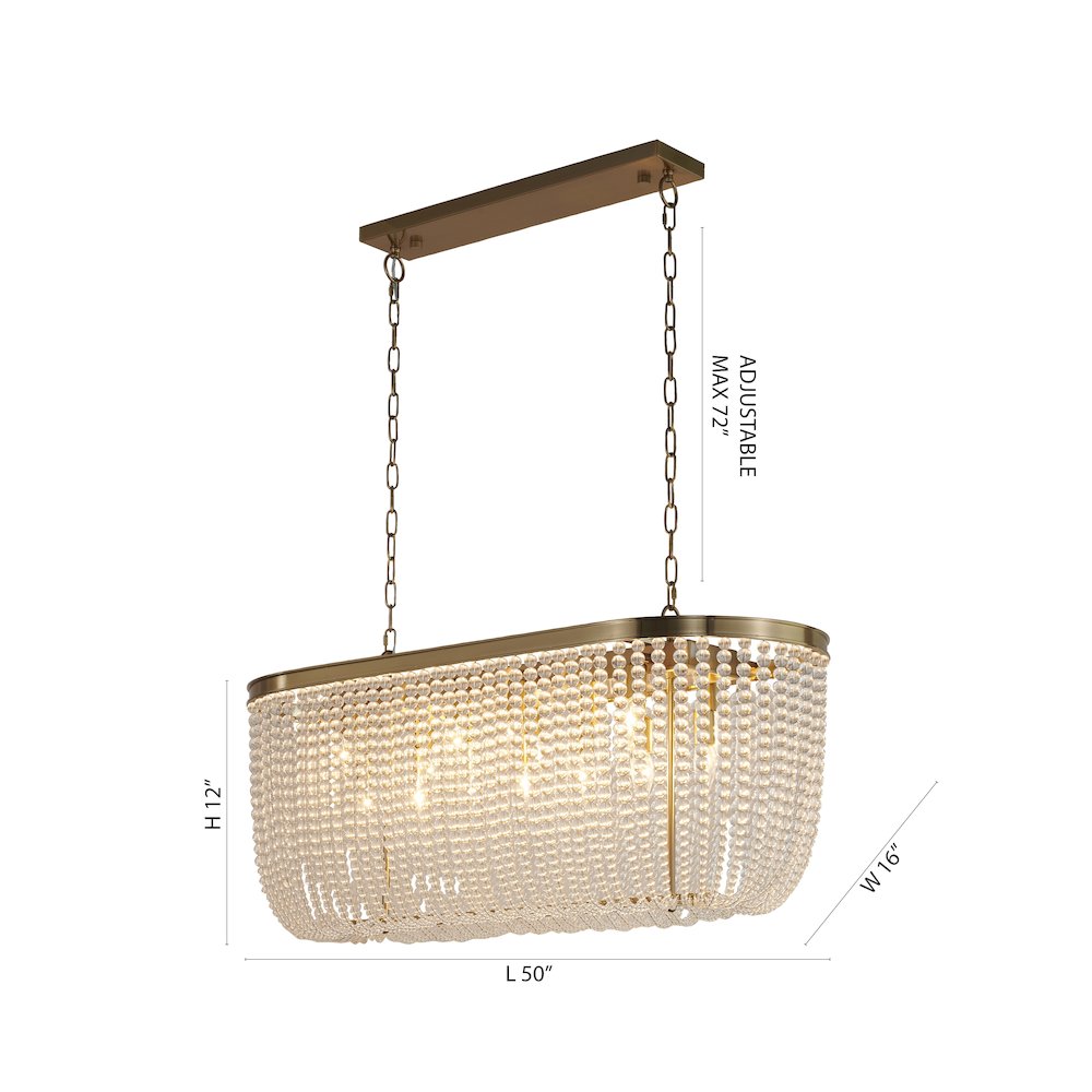 6-Light Gold Oval Chandelier With Clear Beaded hanging Crystals