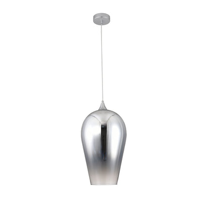 1-Light Chrome Pendant With A Reflective Chrome Faded Glass Shade