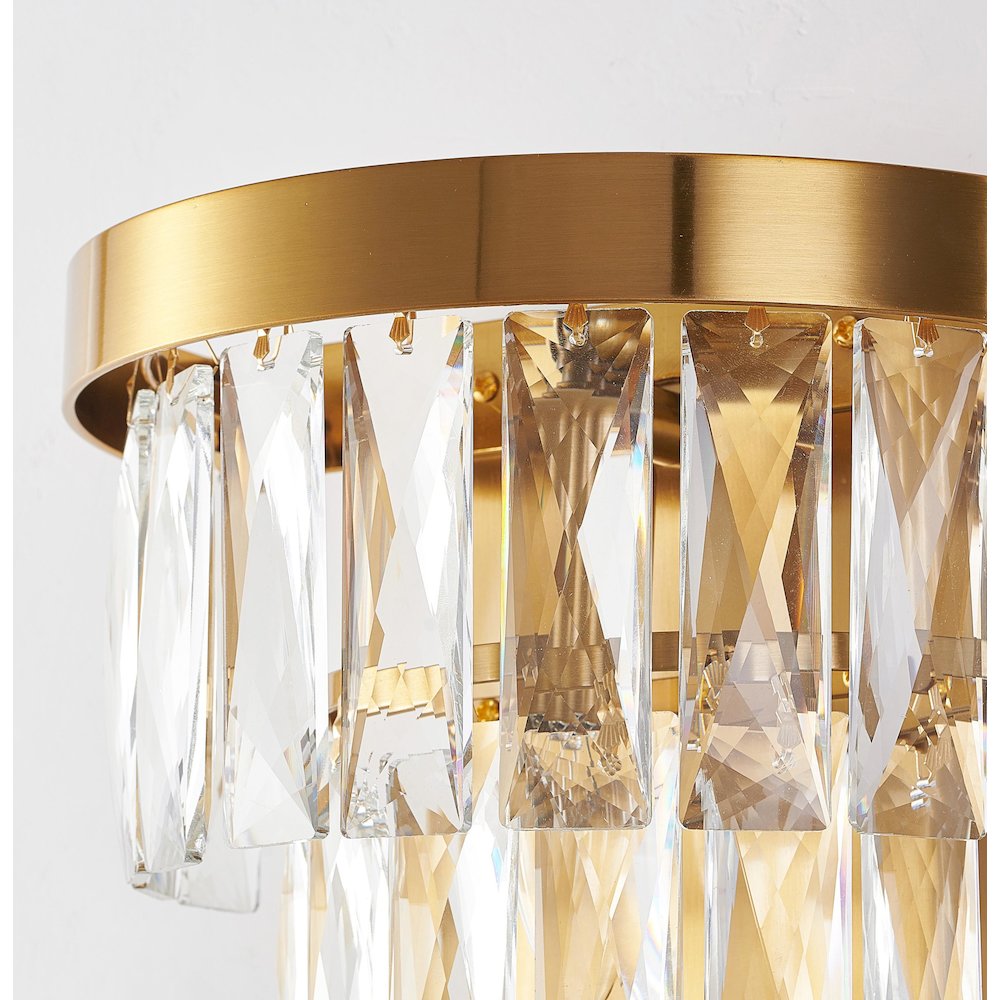 3-Light Brass Wall Sconce With Clear Hanging Crystals