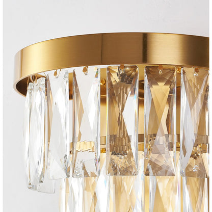 3-Light Brass Wall Sconce With Clear Hanging Crystals