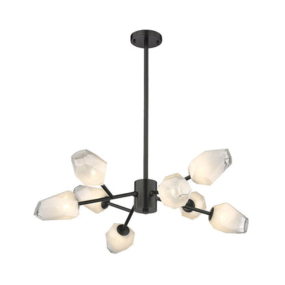 8-Light Black Chandelier With White Glass Shades