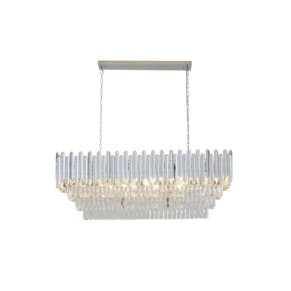 14-Light Chrome Stainless Steel Chandelier With Clear Crystal Accents