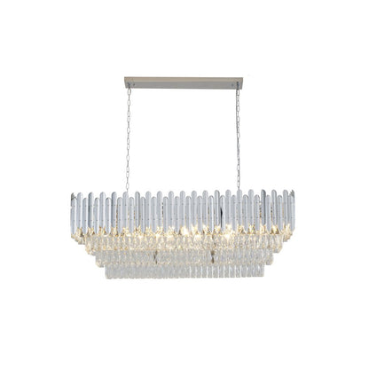 14-Light Chrome Stainless Steel Chandelier With Clear Crystal Accents
