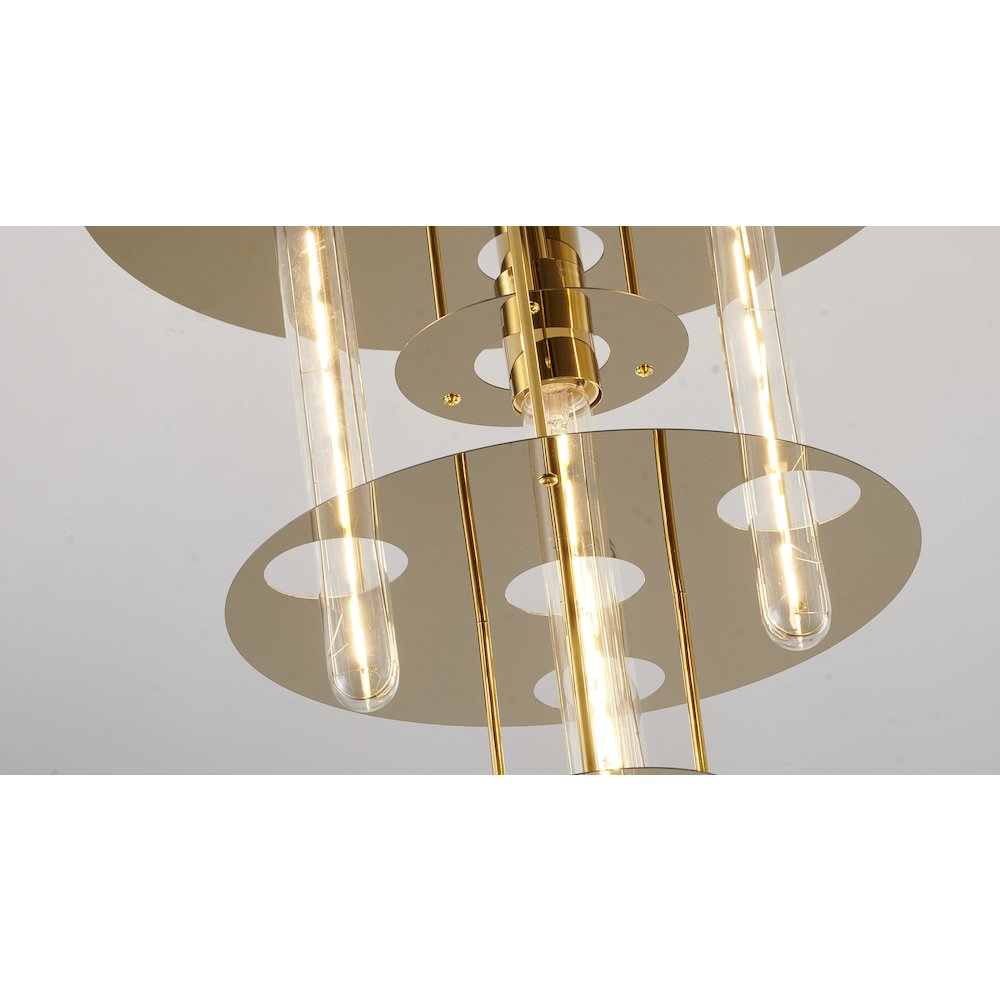 5-Light Gold Flush Mount With 4 Tier Halo
