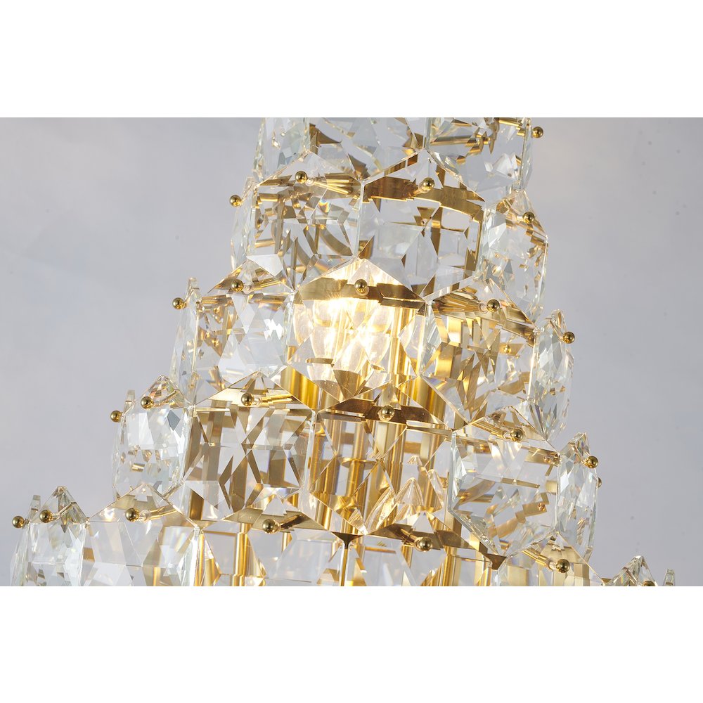 15-Light Brass Chandelier With Clear Crystals