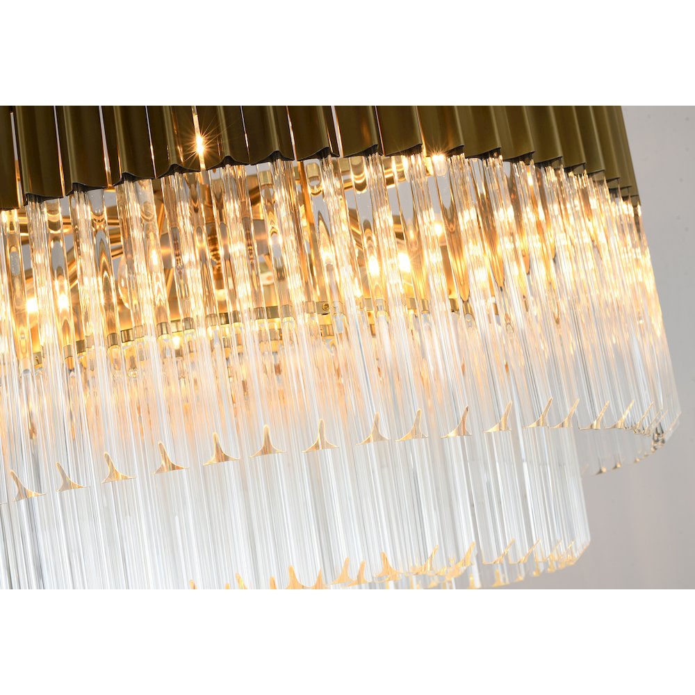 12-Light Brass Chandelier With Clear Crystals