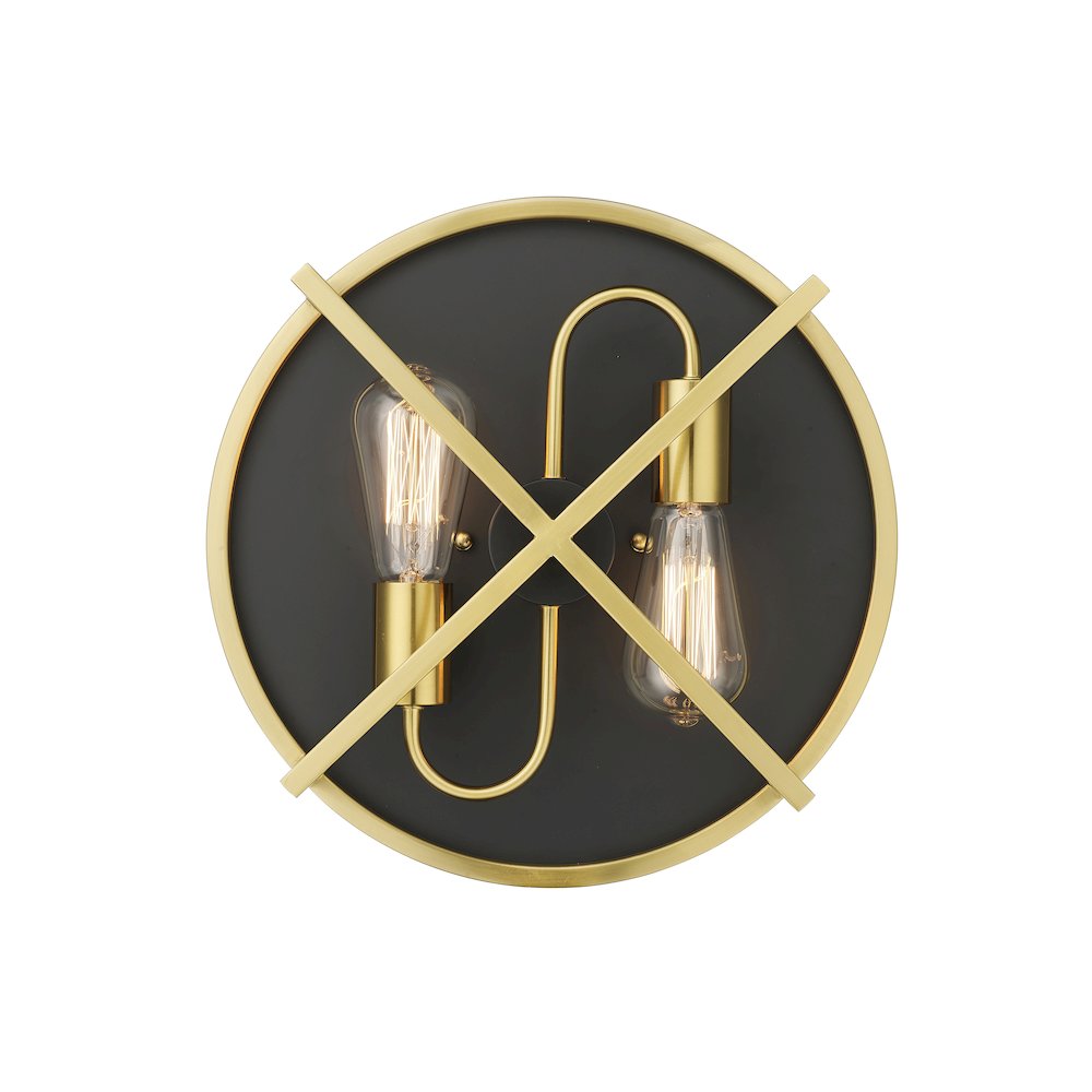 2-Light Black And Gold Cage Flush Mount