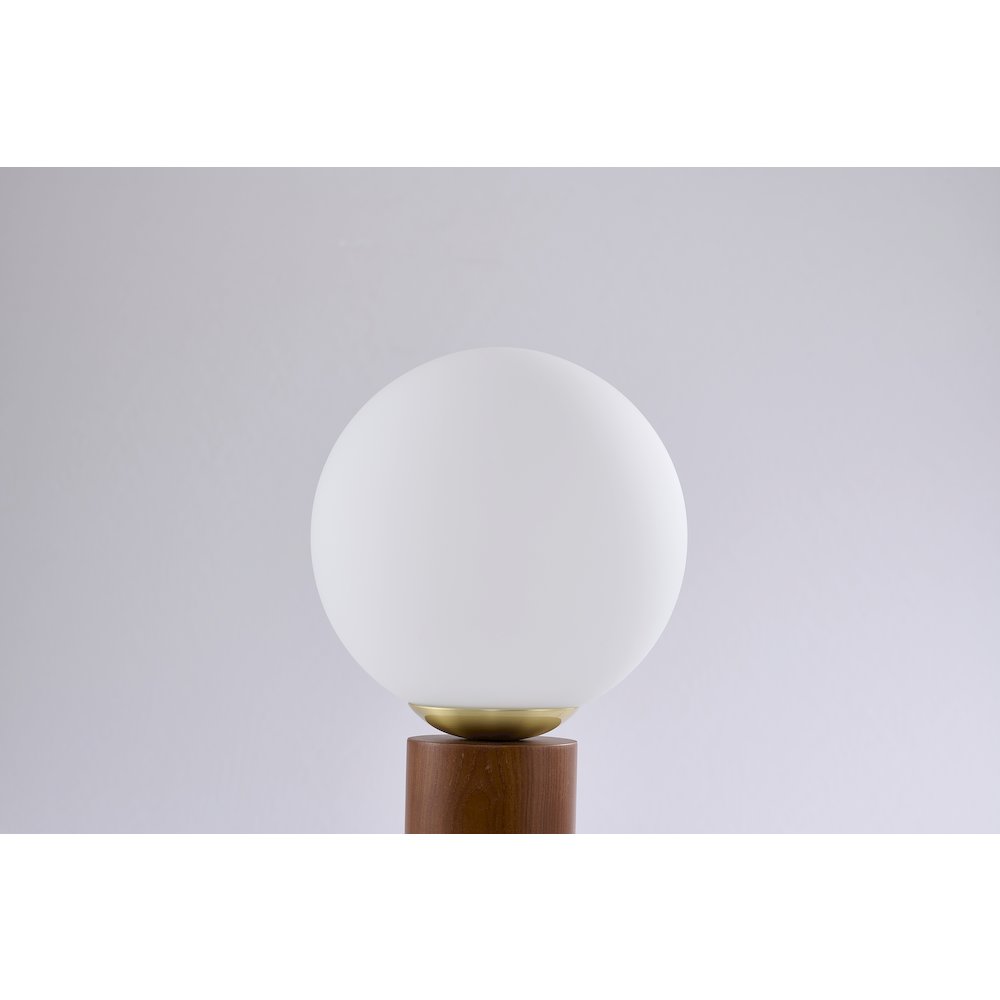 1-Light Black And Satin Brass Table Lamp With A White Glass Shade