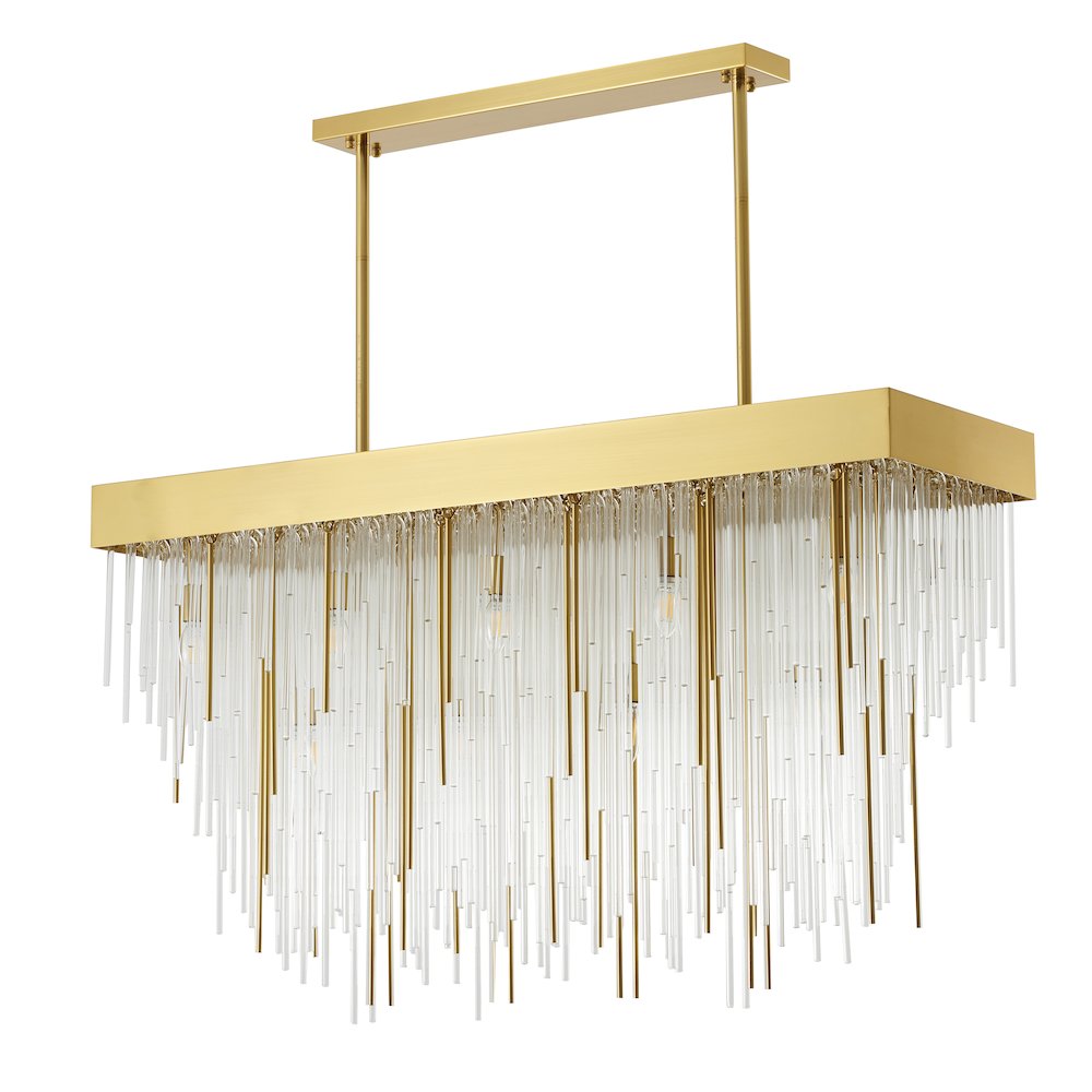 14-Light Satin Brass Chandelier With Clear Looped Glass