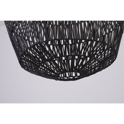1-Light Chrome Pendant With A Black Weaved Rope Shade