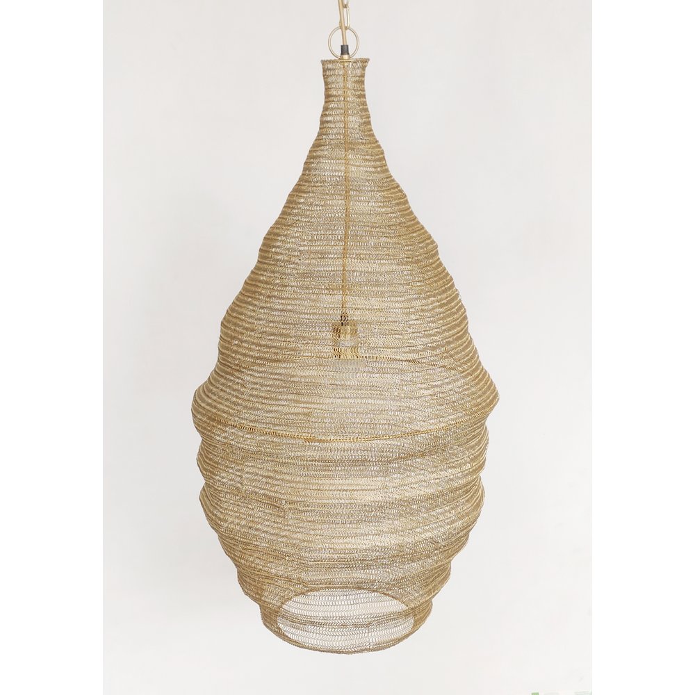 1-Light Gold Pendant With A Chain Basket Shade