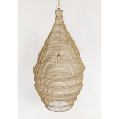 1-Light Gold Pendant With A Chain Basket Shade