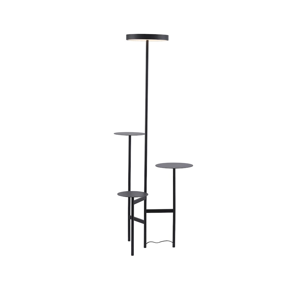 1-Light Black Iron LED Floor Lamp With A White Acrylic Shade