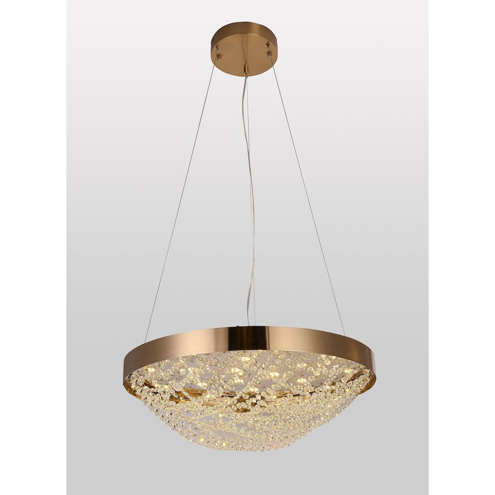 18-Light Copper Dimmable LED Chandelier With Clear Crystal Beading