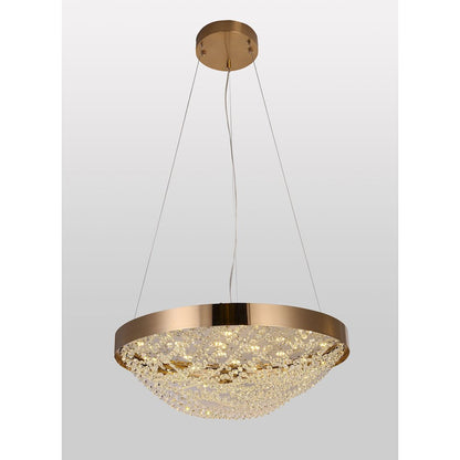18-Light Copper Dimmable LED Chandelier With Clear Crystal Beading