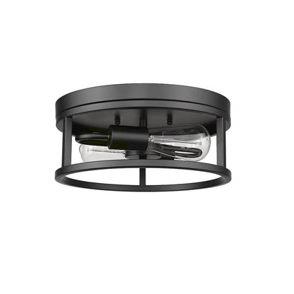 2-Light Black Metal Flush Mount