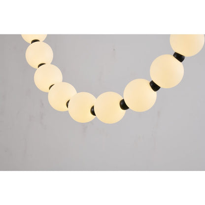 30-Light Black LED Chandelier With White Acrylic Ball Shades