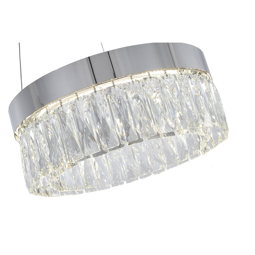 1-Light Chrome LED Chandelier With Clear Crystal Accents