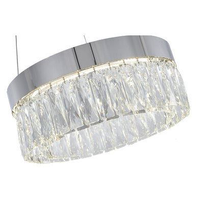 1-Light Chrome LED Chandelier With Clear Crystal Accents