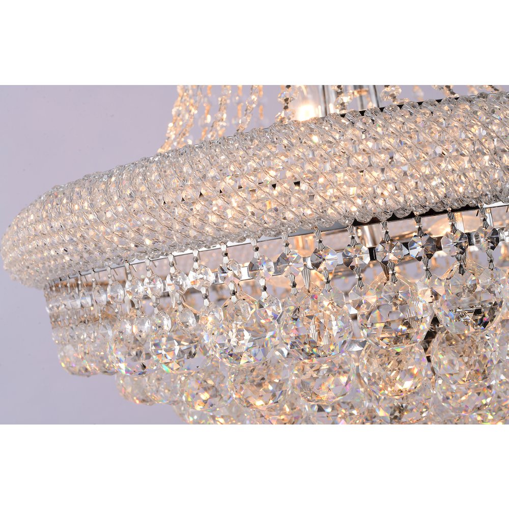 14-Light chrome Chandelier With Clear Crystals