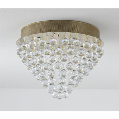 9-Light Gold Flush Mount With Clear Crystals