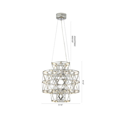 40-Light Dimmable Chrome Stainless Steel LED Chandelier in a 3-Tier Design