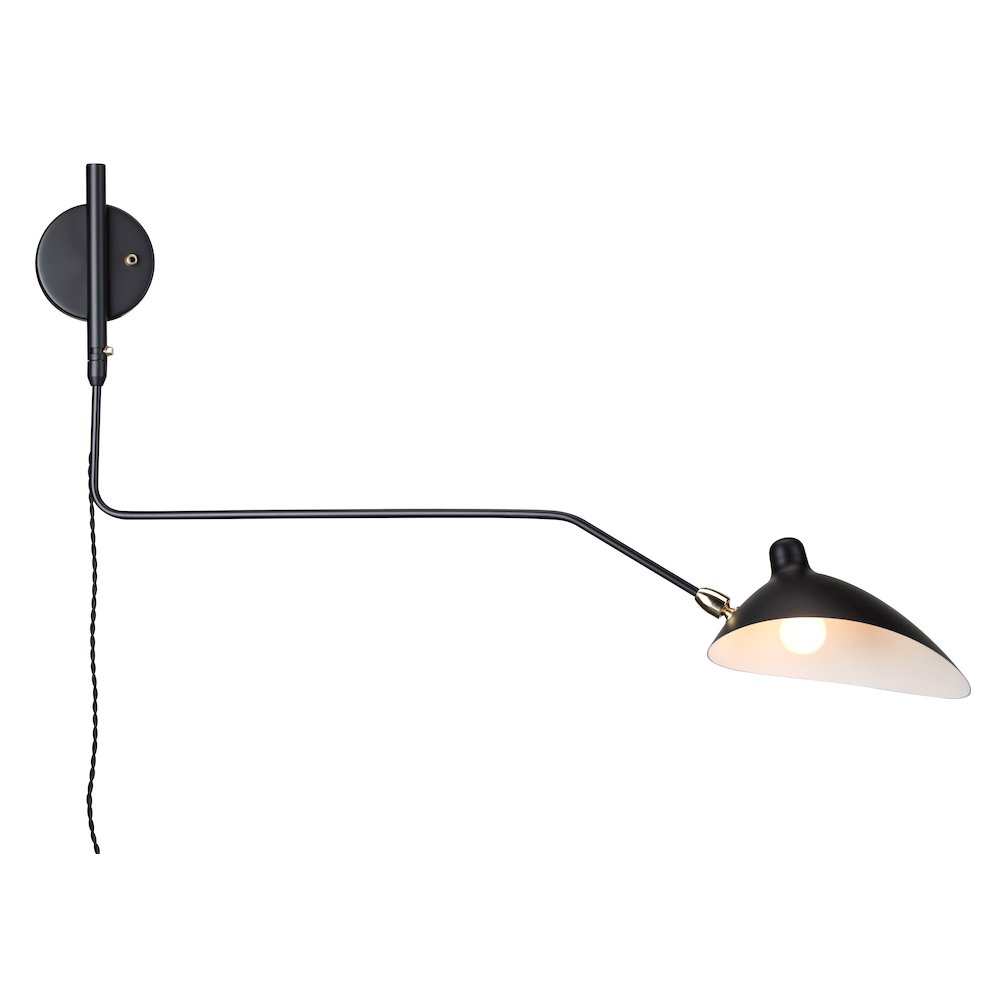 1-Light Matte Black Wall Sconce With A Black Aluminum Shade