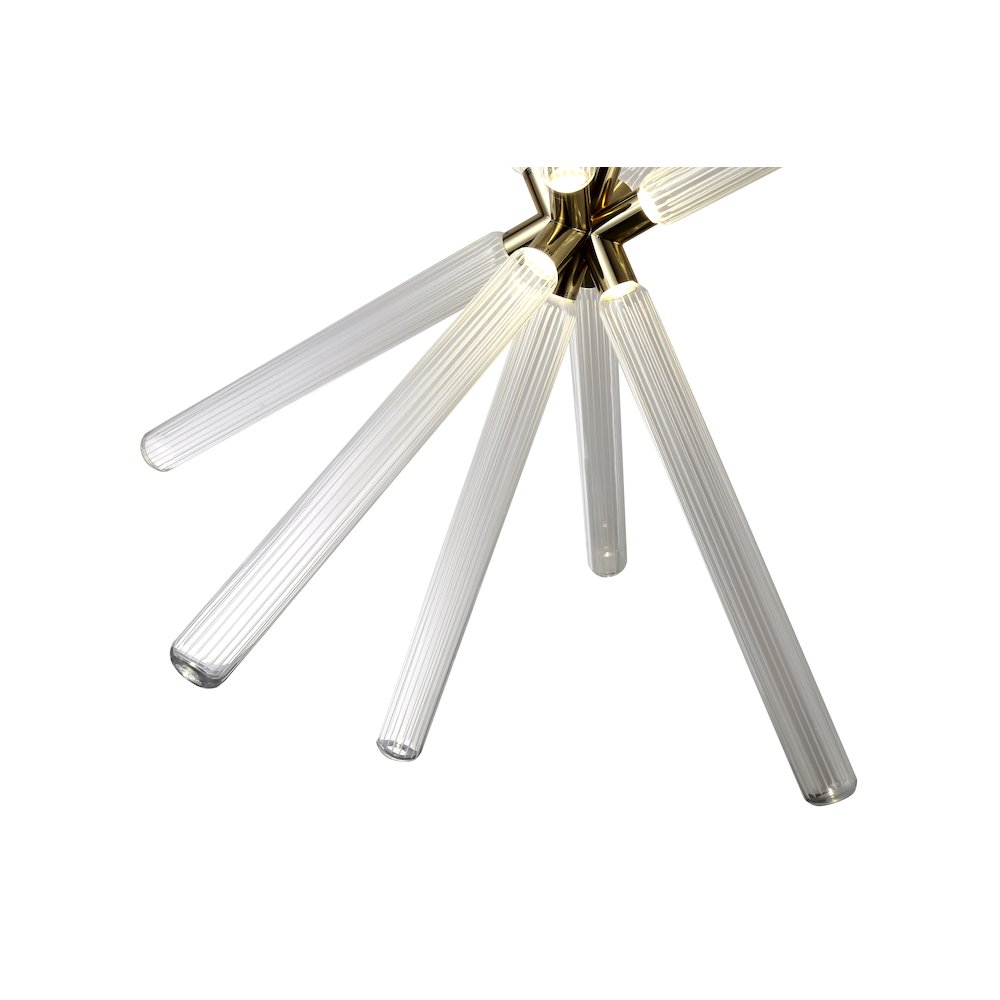 10-Light Gold LED Chandelier With Sputnik Clear Glass Shades