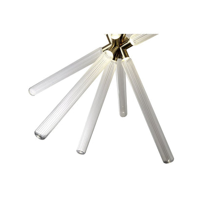 10-Light Gold LED Chandelier With Sputnik Clear Glass Shades