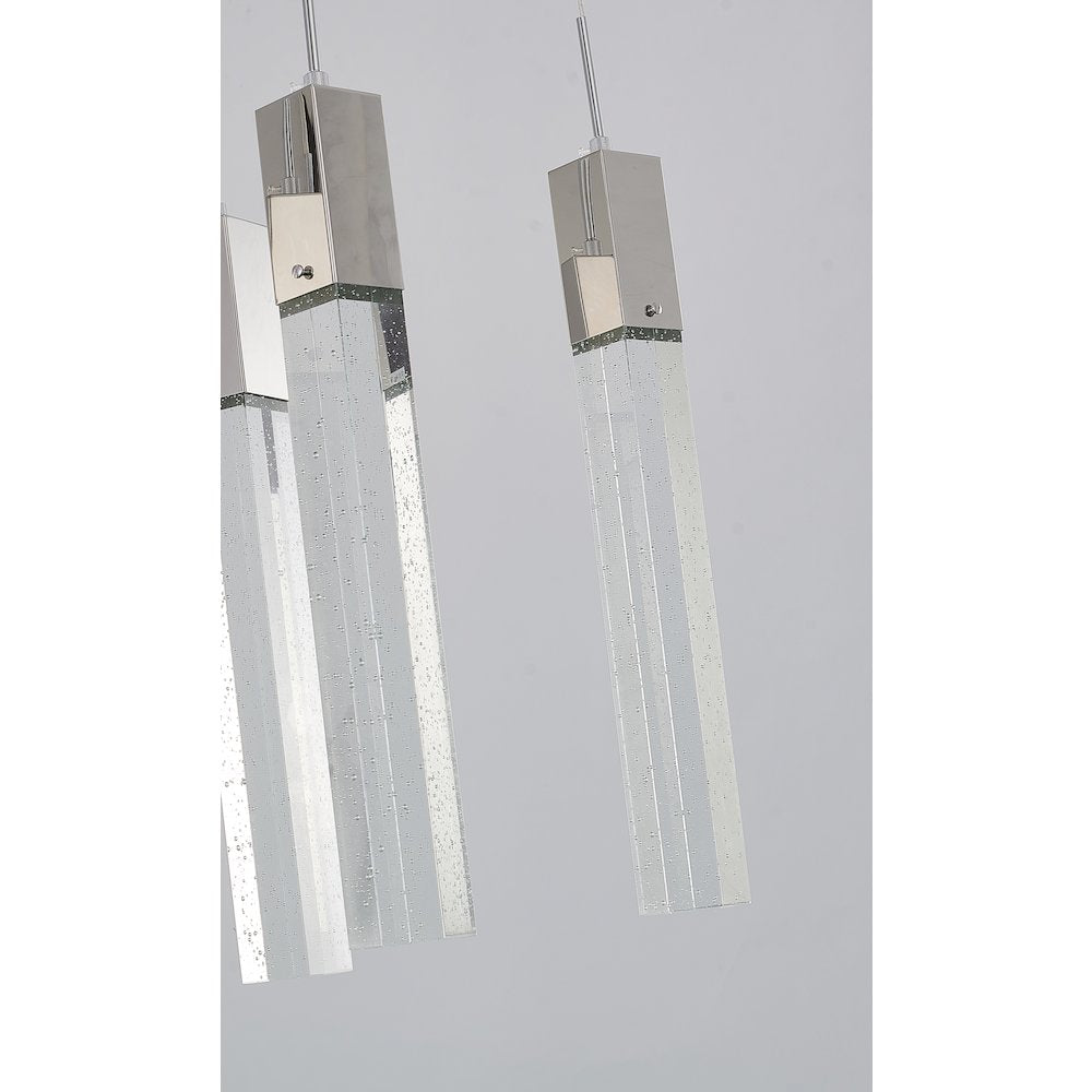 7-Light Chrome Island Lighting With A Clear Bubble Crystal