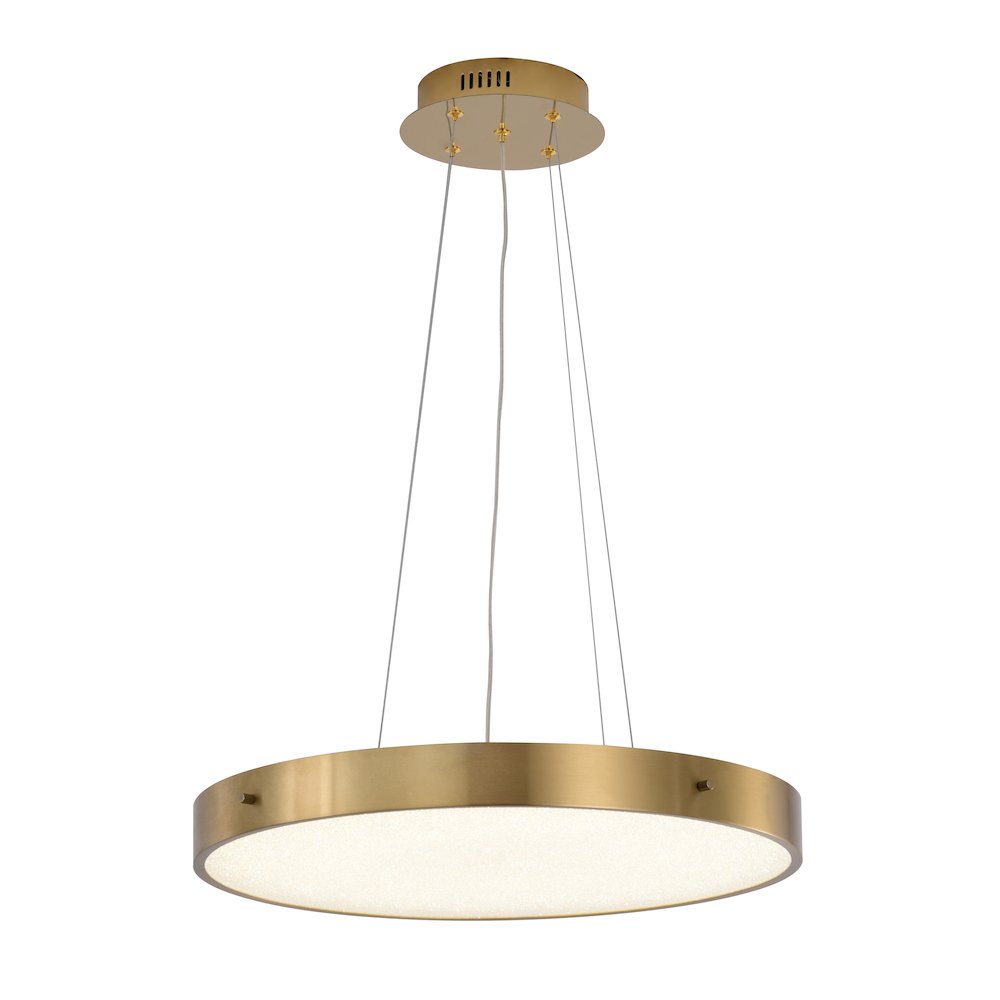 1-Light Brass LED Chandelier With A Clear Acrylic Beaded Diffuser