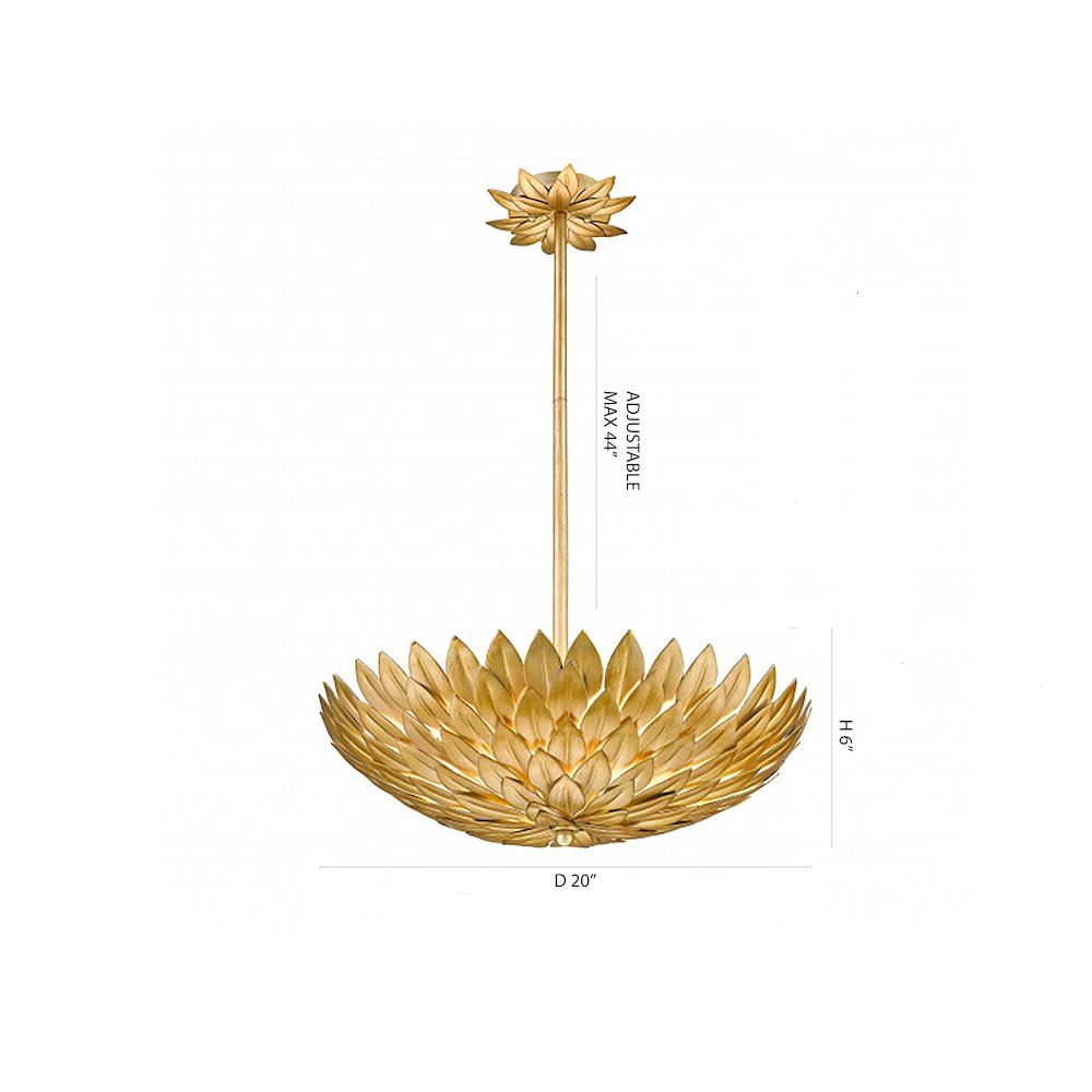 5-Light Gold Metal Leaf Chandelier
