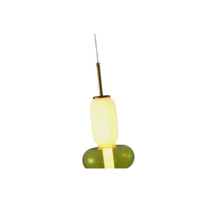 1-Light Gold LED Single Pendant With A Multi-color glass shade
