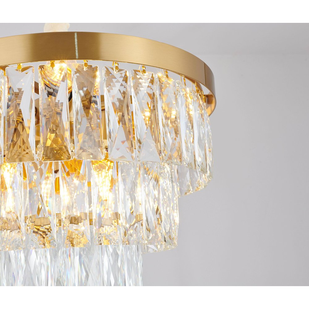 6-Light Gold Metal Chandelier With Clear Crystal
