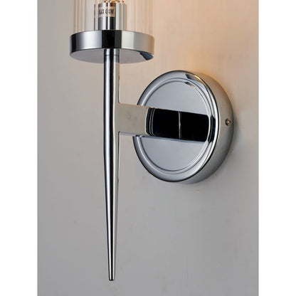 1-Light Chrome Metal Wall Sconce With A Clear Glass Shade