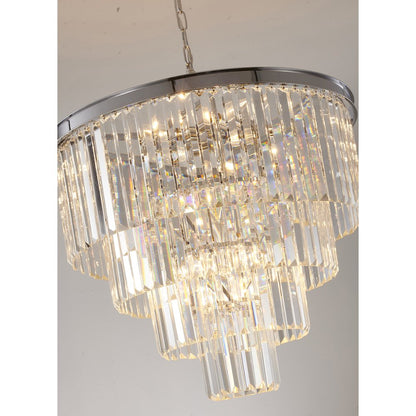 12-Light Chrome Chandelier With Clear Hanging Crystal