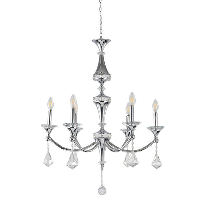 6-Light Chrome Chandelier With Clear And Champagne Crystals