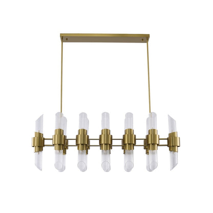 20-Light Satin Brass Iron Chandelier With Clear Glass Shades