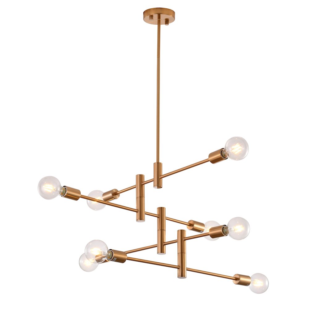 8-Light 4-Tier Brass Metal Chandelier With Adjustable Arms