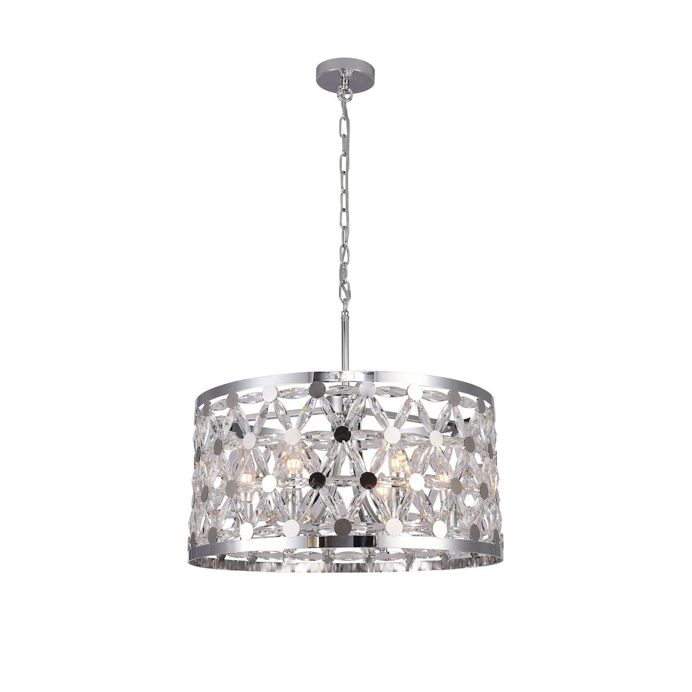 6-Light Chome Chandelier With Clear Crystal Star Detailing