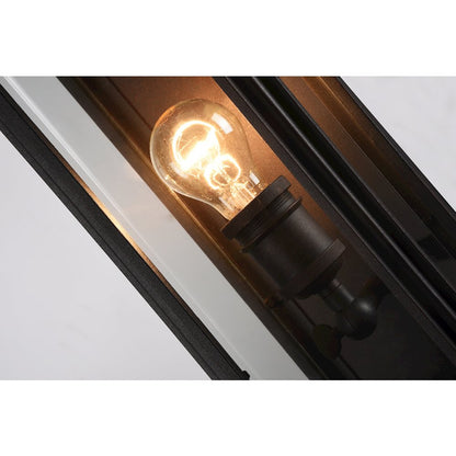 1-Light Black Iron Rectangular Wall Sconce With A Clear Glass Shade