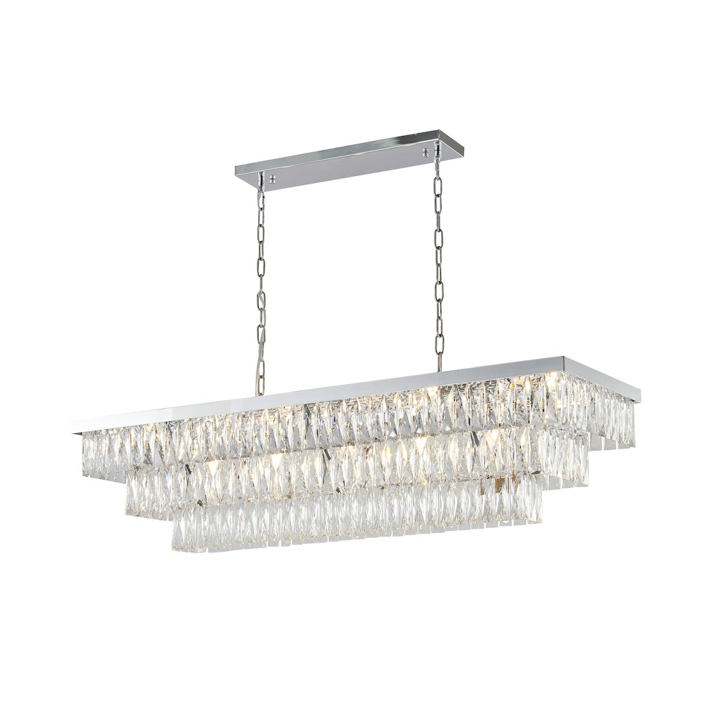 17-Light Chrome Chandelier With Clear Crystals